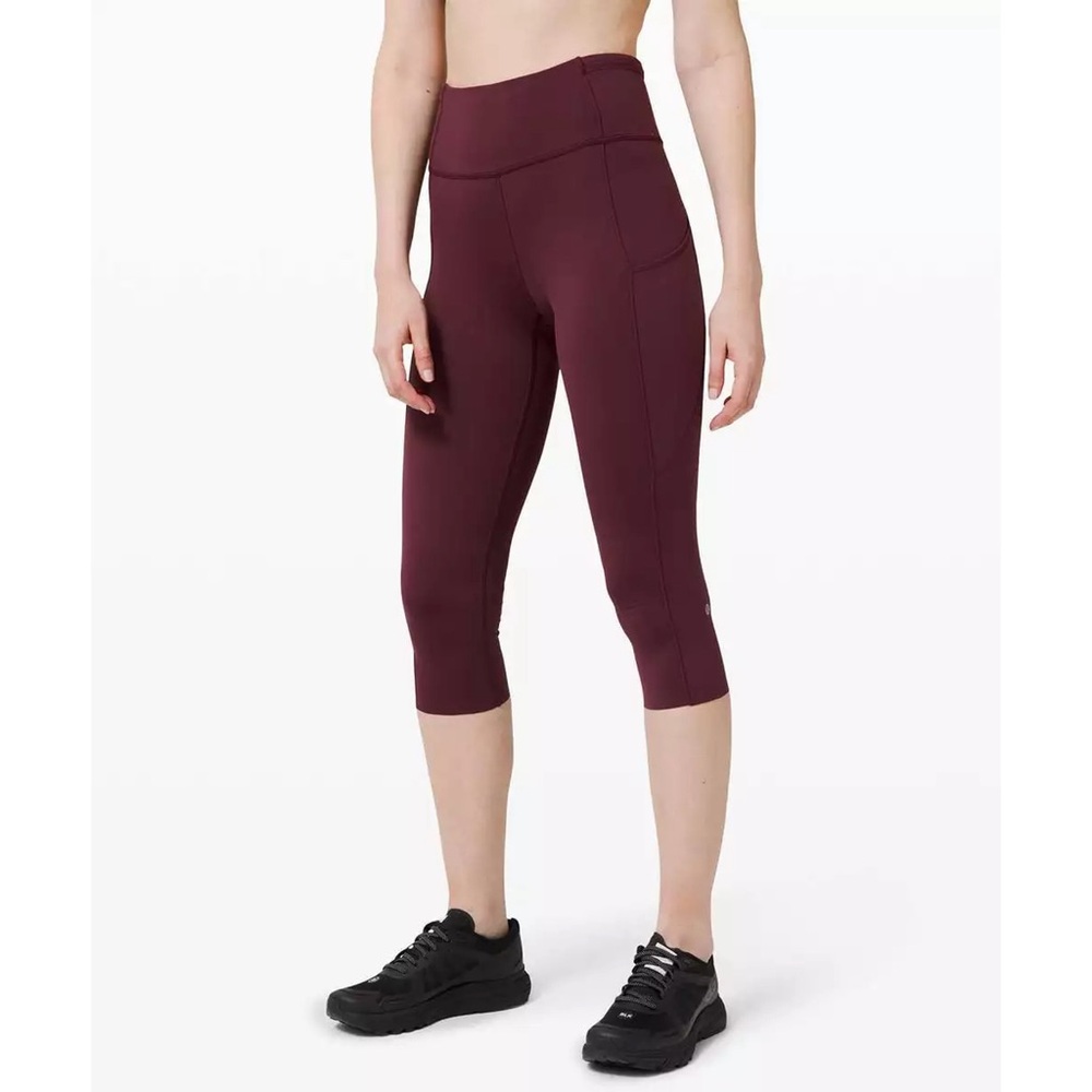 Lululemon Fast and Free Crop II 19" Non Reflective Cassis burgundy